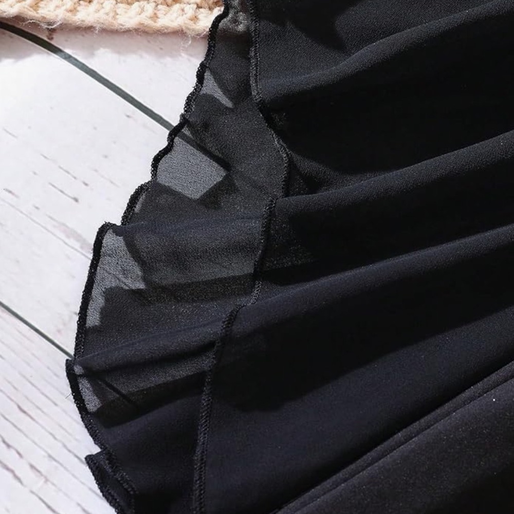 Girl’s Elegant Black Off-Shoulder Kids Dress - Picture 5 of 5